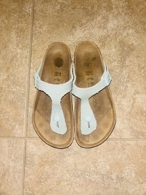 Birkenstock Gizeh Vegan Textile Canvas Tulip Thong Sandals Light Blue Size 37 6